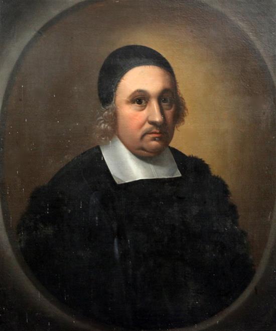 17th century English school Portrait of Reverend John Wainwright, Chancellor of the Diocese of Chester 29.5 x 25in.